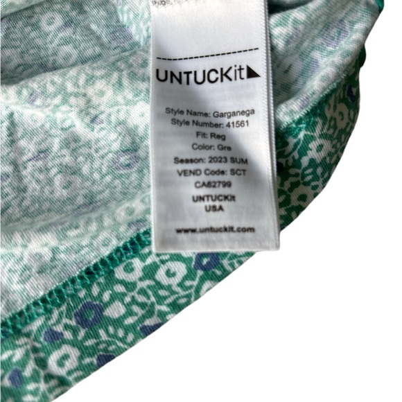 UNTUCKit Polo Shirt 100% Pima Cotton Short Sleeve Green Floral Print, size L - Picture 10 of 10